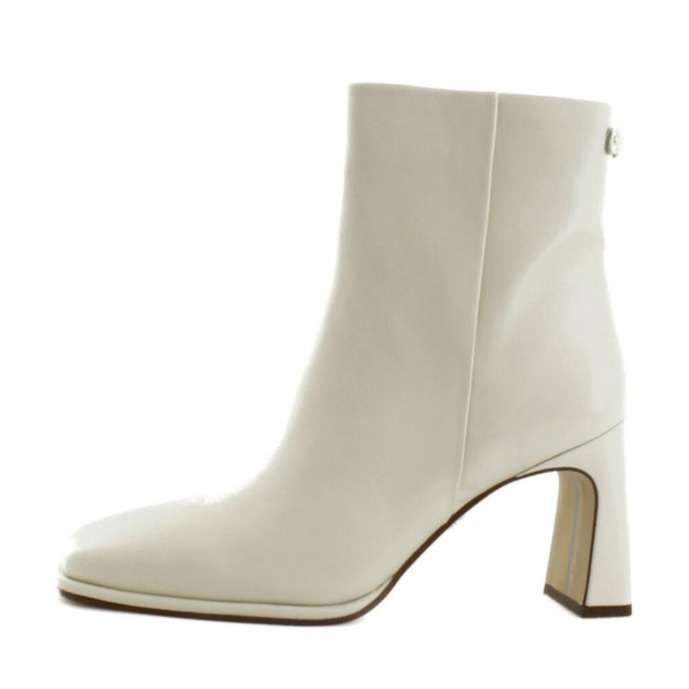 Sam Edelman Leather Cream Heeled Boots 8